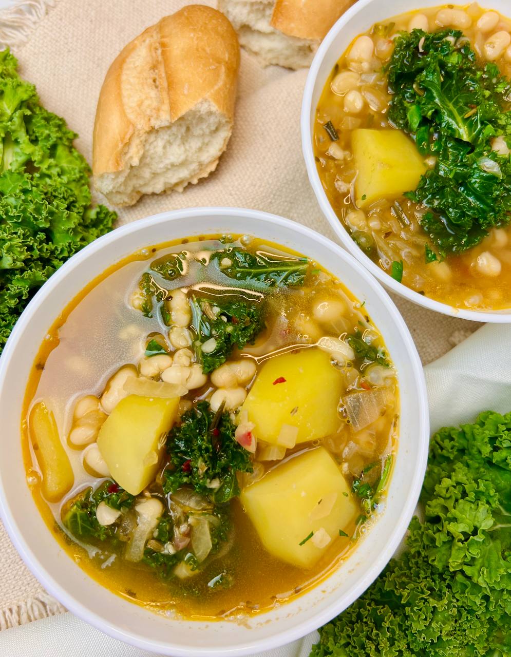Italian Potato, Kale and Bean Soup Recipe Step by Step Recipe