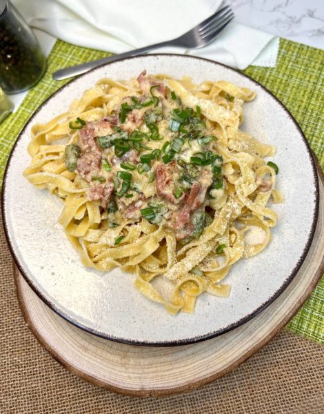 Prosciutto with Creamy Fettuccine Alfredo Recipe