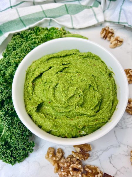 Kale Pesto with Red Pepper and Toasted Walnuts Recipe