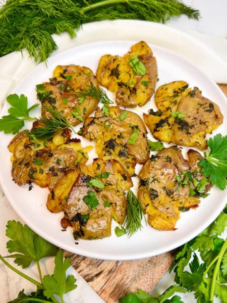 Smashed Potatoes with herbs