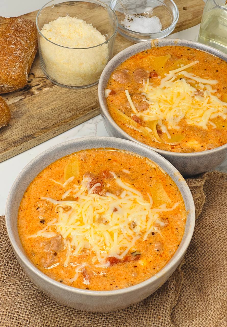 Cheesy Lasagna Soup Step By Step Recipe